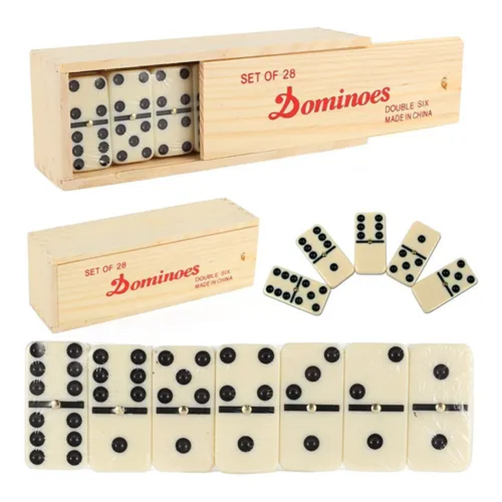 Domino piedras dominospiel fichas de dominó sociedad juego 28 piedras caja de madera 
